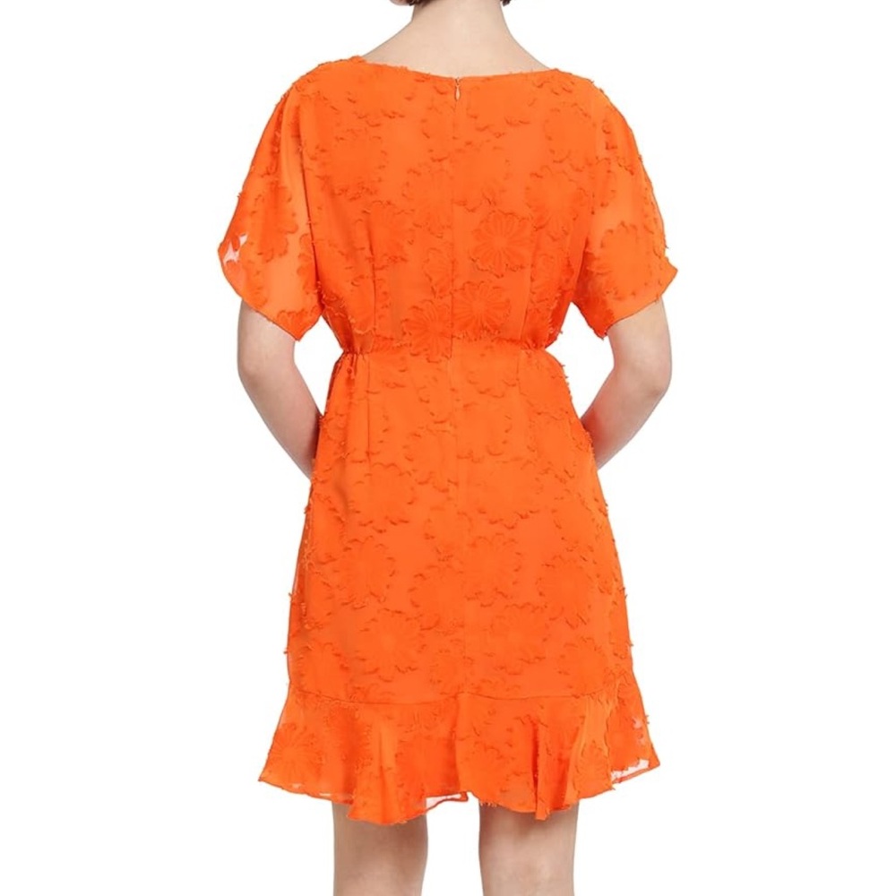 Donna Morgan Women's Boat Neck Kimono Sleeve Ruffle Hem Dress Size 16 - Picture 3 of 7